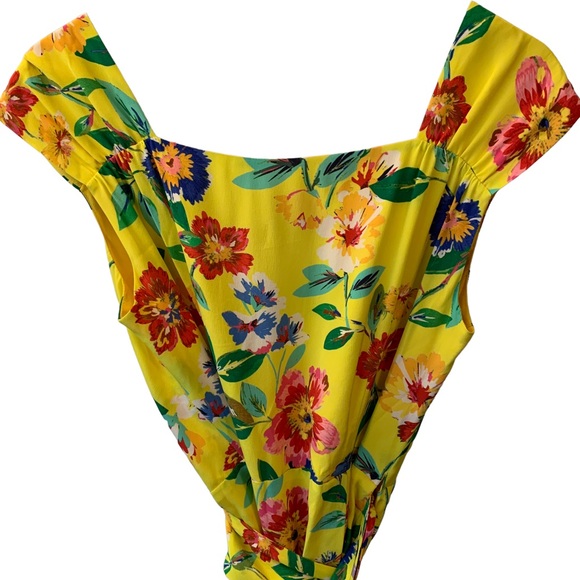 Kate Spade Cathleen Yellow V-Neck Floral Wrap Dress - Picture 4 of 11